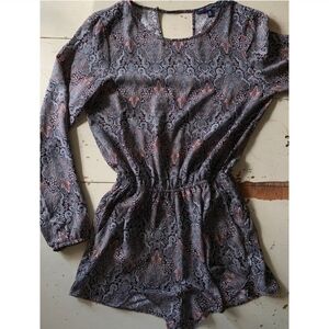 One Clothing Gray and Pink Patterned Romper